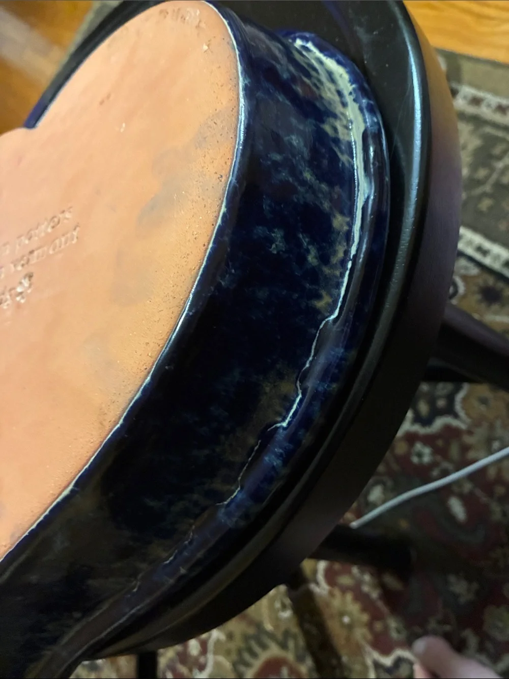 Bennington Potters Vermont large heart baker in blue agate